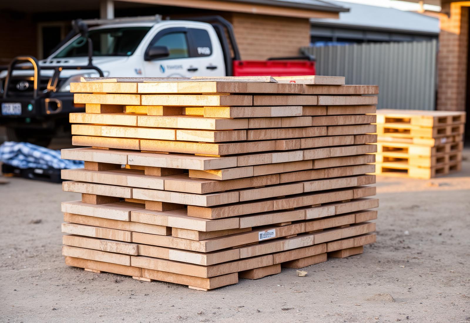 Stack of reclaimed pavers ready for pickup in Adelaide